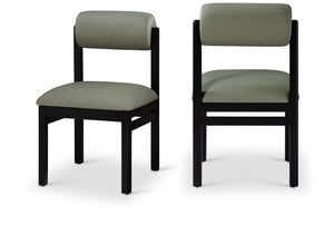 Meridian Furniture Roundhill Art Deco Upholstered Dining Chair with Solid Wood Frame for Elegant Rooms 11054 Green Vegan Leather 11054Green-C