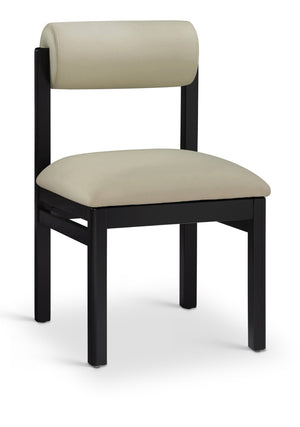 Meridian Furniture Roundhill Art Deco Upholstered Dining Chair with Solid Wood Frame for Elegant Rooms 11054 Taupe Vegan Leather 11054Taupe-C