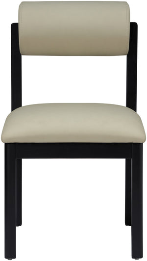 Meridian Furniture Roundhill Art Deco Upholstered Dining Chair with Solid Wood Frame for Elegant Rooms 11054 Taupe Vegan Leather 11054Taupe-C