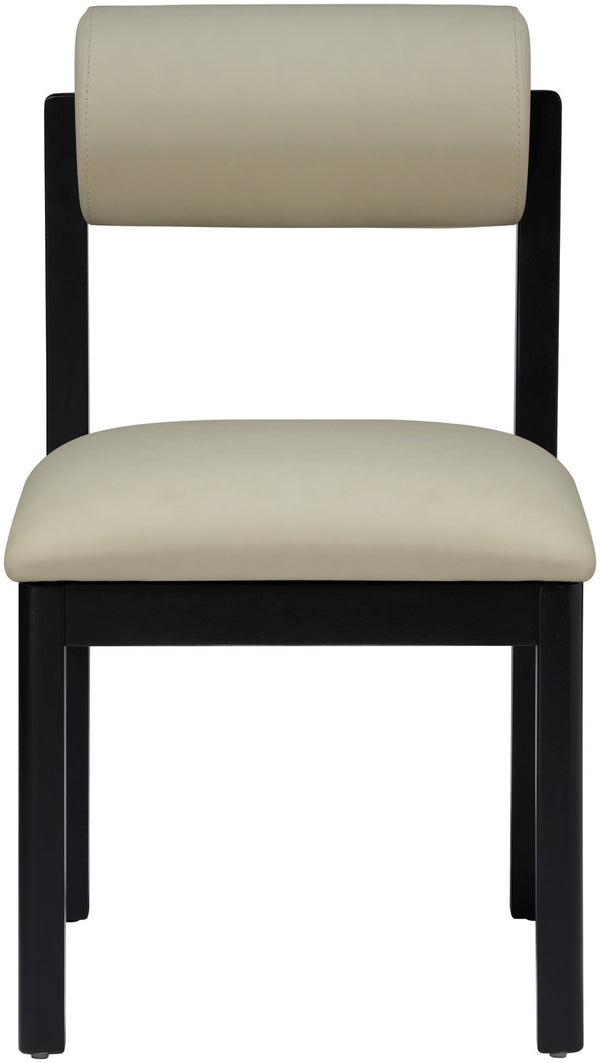 Meridian Furniture Roundhill Art Deco Upholstered Dining Chair with Solid Wood Frame for Elegant Rooms 11054 Taupe Vegan Leather 11054Taupe-C