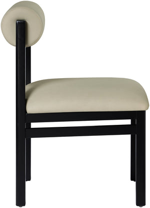 Meridian Furniture Roundhill Art Deco Upholstered Dining Chair with Solid Wood Frame for Elegant Rooms 11054 Taupe Vegan Leather 11054Taupe-C