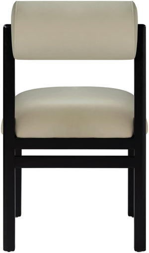 Meridian Furniture Roundhill Art Deco Upholstered Dining Chair with Solid Wood Frame for Elegant Rooms 11054 Taupe Vegan Leather 11054Taupe-C