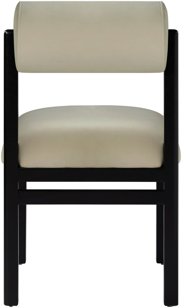 Meridian Furniture Roundhill Art Deco Upholstered Dining Chair with Solid Wood Frame for Elegant Rooms 11054 Taupe Vegan Leather 11054Taupe-C