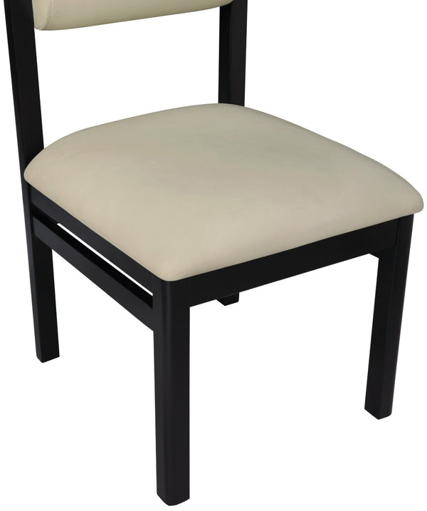 Meridian Furniture Roundhill Art Deco Upholstered Dining Chair with Solid Wood Frame for Elegant Rooms 11054 Taupe Vegan Leather 11054Taupe-C