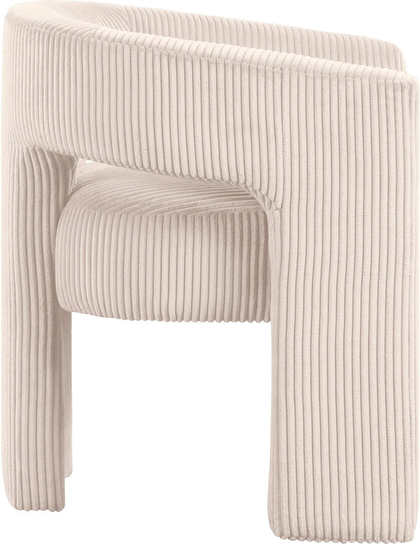 Meridian Furniture Riz Barrel Accent Chair Wide Ribbed Corduroy Upholstery Curved Seat for Modern Interiors Beige 11055Beige-C