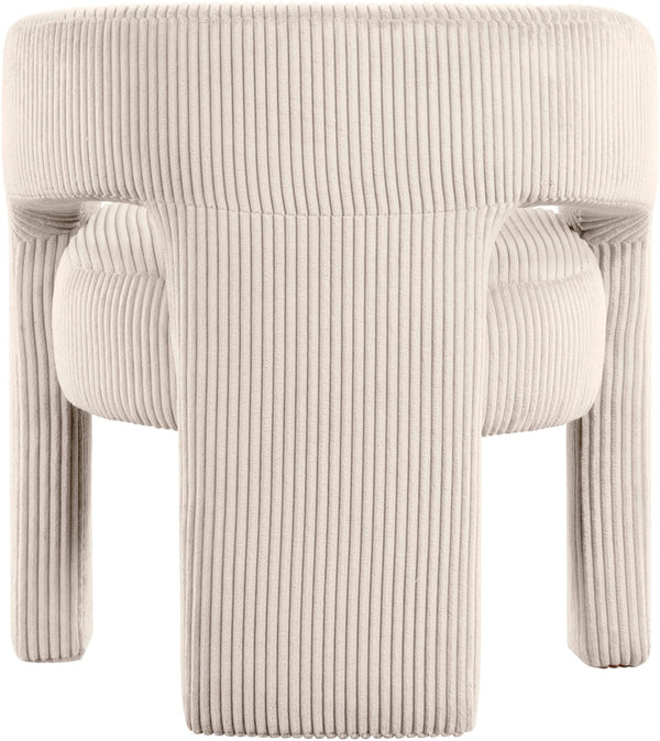 Meridian Furniture Riz Barrel Accent Chair Wide Ribbed Corduroy Upholstery Curved Seat for Modern Interiors Beige 11055Beige-C