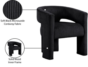 Meridian Furniture Riz Barrel Accent Chair Wide Ribbed Corduroy Upholstery Curved Seat for Modern Interiors Black 11055Black-C