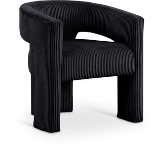 Meridian Furniture Riz Barrel Accent Chair Wide Ribbed Corduroy Upholstery Curved Seat for Modern Interiors Black 11055Black-C