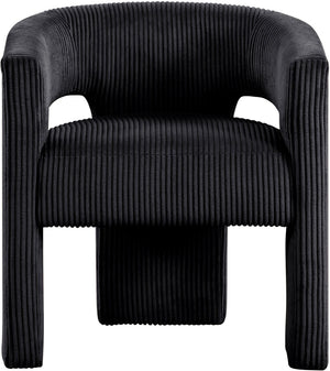 Meridian Furniture Riz Barrel Accent Chair Wide Ribbed Corduroy Upholstery Curved Seat for Modern Interiors Black 11055Black-C