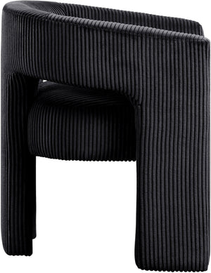 Meridian Furniture Riz Barrel Accent Chair Wide Ribbed Corduroy Upholstery Curved Seat for Modern Interiors Black 11055Black-C
