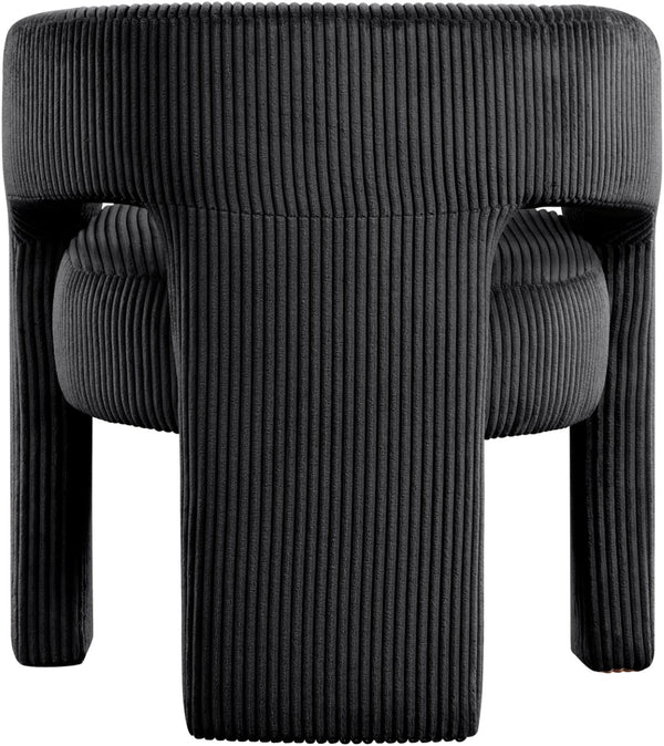 Meridian Furniture Riz Barrel Accent Chair Wide Ribbed Corduroy Upholstery Curved Seat for Modern Interiors Black 11055Black-C