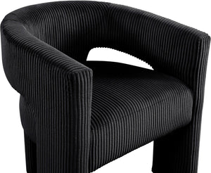 Meridian Furniture Riz Barrel Accent Chair Wide Ribbed Corduroy Upholstery Curved Seat for Modern Interiors Black 11055Black-C