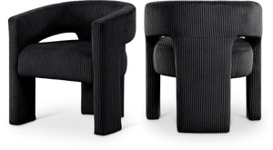 Meridian Furniture Riz Barrel Accent Chair Wide Ribbed Corduroy Upholstery Curved Seat for Modern Interiors Black 11055Black-C