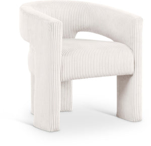 Meridian Furniture Riz Barrel Accent Chair Wide Ribbed Corduroy Upholstery Curved Seat for Modern Interiors Cream 11055Cream-C