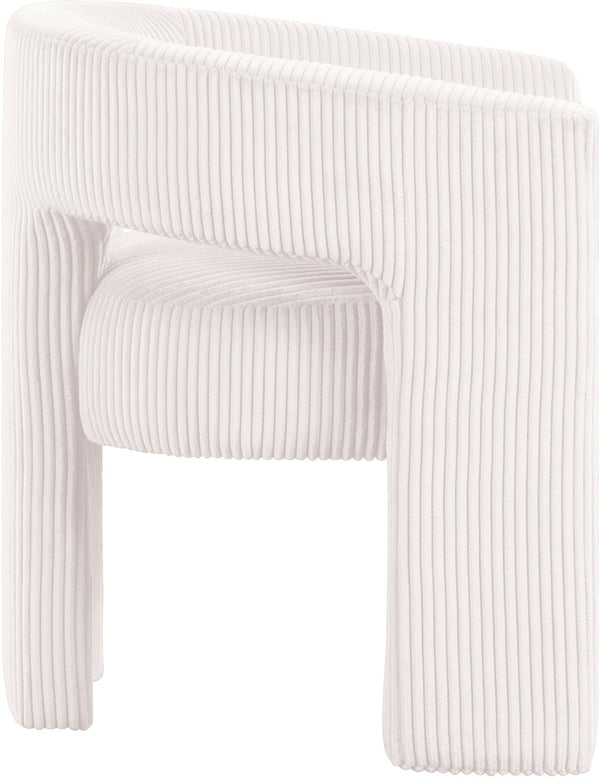 Meridian Furniture Riz Barrel Accent Chair Wide Ribbed Corduroy Upholstery Curved Seat for Modern Interiors Cream 11055Cream-C