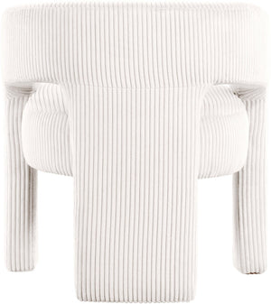 Meridian Furniture Riz Barrel Accent Chair Wide Ribbed Corduroy Upholstery Curved Seat for Modern Interiors Cream 11055Cream-C