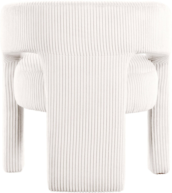 Meridian Furniture Riz Barrel Accent Chair Wide Ribbed Corduroy Upholstery Curved Seat for Modern Interiors Cream 11055Cream-C