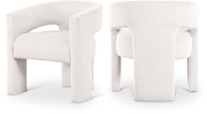 Meridian Furniture Riz Barrel Accent Chair Wide Ribbed Corduroy Upholstery Curved Seat for Modern Interiors Cream 11055Cream-C