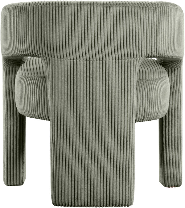 Meridian Furniture Riz Barrel Accent Chair Wide Ribbed Corduroy Upholstery Curved Seat for Modern Interiors Green 11055Green-C
