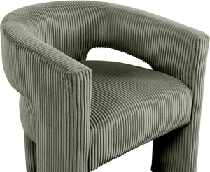 Meridian Furniture Riz Barrel Accent Chair Wide Ribbed Corduroy Upholstery Curved Seat for Modern Interiors Green 11055Green-C