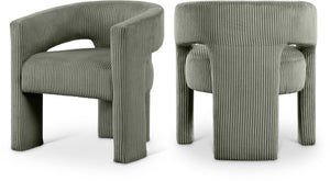 Meridian Furniture Riz Barrel Accent Chair Wide Ribbed Corduroy Upholstery Curved Seat for Modern Interiors Green 11055Green-C