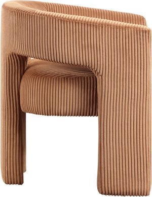 Meridian Furniture Riz Barrel Accent Chair Wide Ribbed Corduroy Upholstery Curved Seat for Modern Interiors Saddle 11055Saddle-C