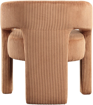 Meridian Furniture Riz Barrel Accent Chair Wide Ribbed Corduroy Upholstery Curved Seat for Modern Interiors Saddle 11055Saddle-C