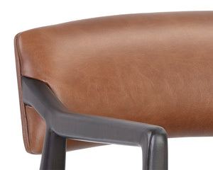 Sunpan Keagan Top Grain Leather Lounge Chair Mid-Century Oak Frame for Study or Sitting Room 110562