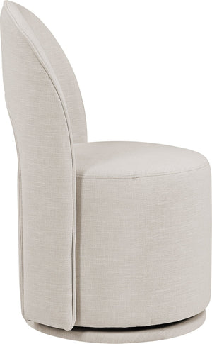 Meridian Furniture Cirelle Swivel Upholstered Dining Chair in Performance Linen Fabric for Modern Living Spaces Beige 11056Beige-C