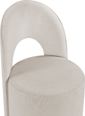 Meridian Furniture Cirelle Swivel Upholstered Dining Chair in Performance Linen Fabric for Modern Living Spaces Beige 11056Beige-C