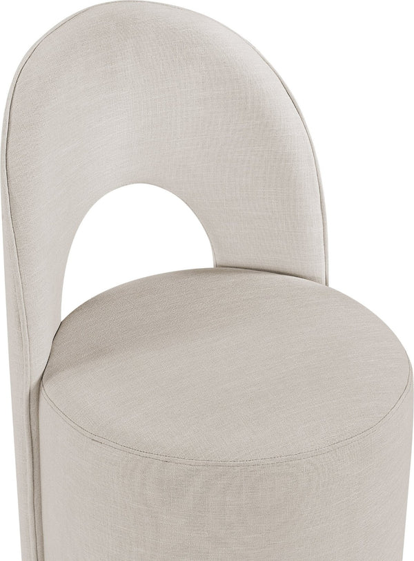 Meridian Furniture Cirelle Swivel Upholstered Dining Chair in Performance Linen Fabric for Modern Living Spaces Beige 11056Beige-C