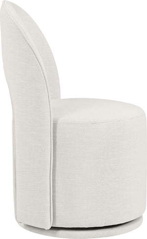 Meridian Furniture Cirelle Swivel Upholstered Dining Chair in Performance Linen Fabric for Modern Living Spaces Cream 11056Cream-C