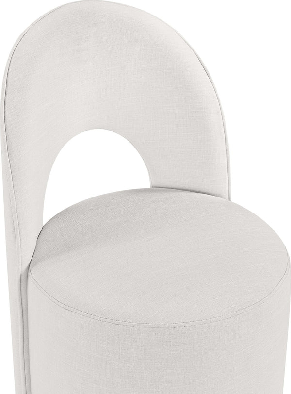 Meridian Furniture Cirelle Swivel Upholstered Dining Chair in Performance Linen Fabric for Modern Living Spaces Cream 11056Cream-C