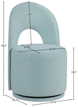 Meridian Furniture Cirelle Swivel Upholstered Dining Chair in Performance Linen Fabric for Modern Living Spaces Light Blue 11056LtBlu-C