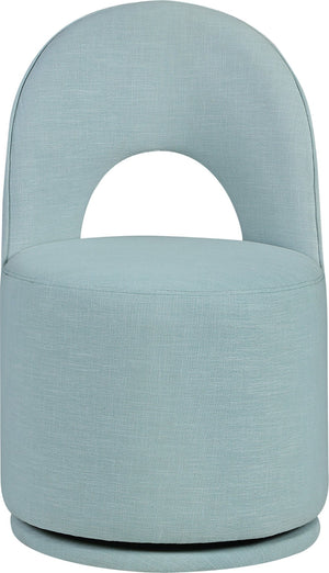 Meridian Furniture Cirelle Swivel Upholstered Dining Chair in Performance Linen Fabric for Modern Living Spaces Light Blue 11056LtBlu-C