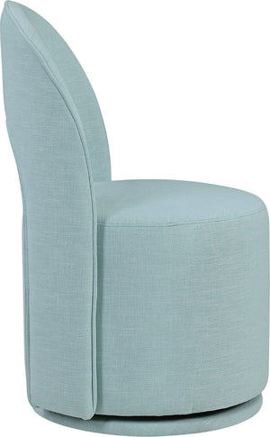 Meridian Furniture Cirelle Swivel Upholstered Dining Chair in Performance Linen Fabric for Modern Living Spaces Light Blue 11056LtBlu-C