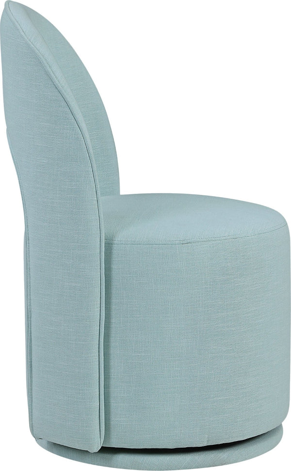 Meridian Furniture Cirelle Swivel Upholstered Dining Chair in Performance Linen Fabric for Modern Living Spaces Light Blue 11056LtBlu-C