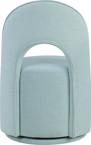 Meridian Furniture Cirelle Swivel Upholstered Dining Chair in Performance Linen Fabric for Modern Living Spaces Light Blue 11056LtBlu-C