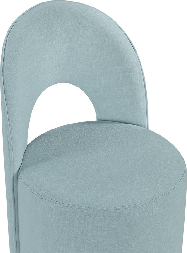 Meridian Furniture Cirelle Swivel Upholstered Dining Chair in Performance Linen Fabric for Modern Living Spaces Light Blue 11056LtBlu-C
