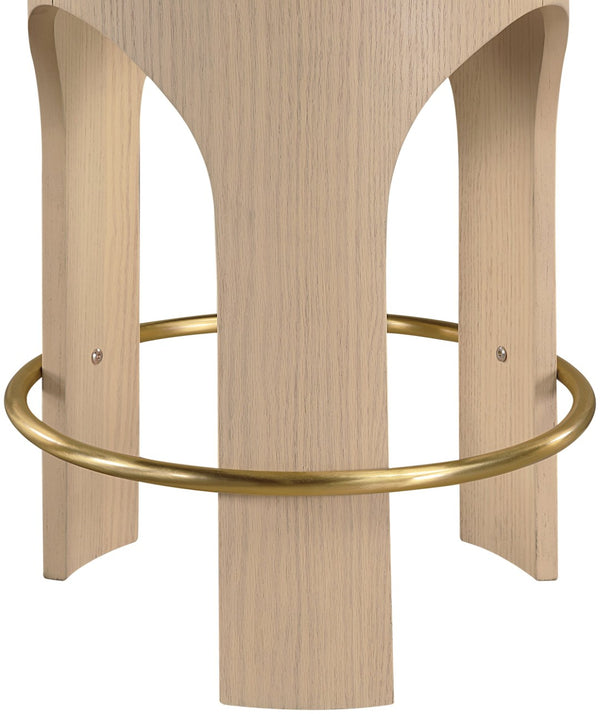 Meridian Furniture Bocceli Art Deco Velvet Counter Stool with Brushed Gold Footrest and Sculpted Wood Frame Black A 11057Black-C