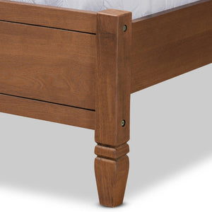 Baxton Studio Baxton Studio Queen Size Platform Bed - Mid-Century Modern Walnut Wood & Rattan Design for Style MG-0021-4-Walnut-Queen