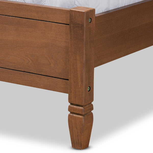 Baxton Studio Baxton Studio Queen Size Platform Bed - Mid-Century Modern Walnut Wood & Rattan Design for Style MG-0021-4-Walnut-Queen