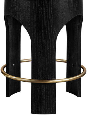 Meridian Furniture Bocceli Art Deco Velvet Counter Stool with Brushed Gold Footrest and Sculpted Wood Frame Taupe B 11058Taupe-C