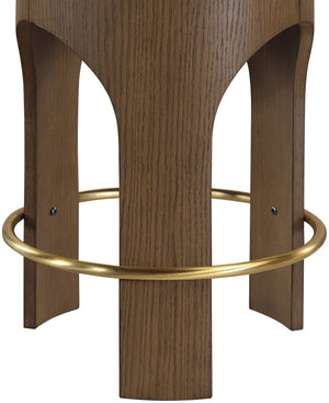 Meridian Furniture Bocceli Art Deco Velvet Counter Stool with Brushed Gold Footrest and Sculpted Wood Frame Taupe C 11059Taupe-C
