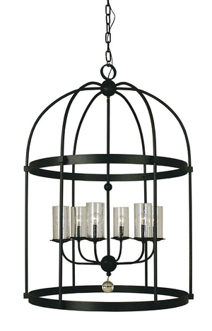 Framburg 6-light Rustic Sphere Chandelier With Seeded Cylinders And Crystal Accents - Handmade In Usa Matte Black Metal 1106 Mblack