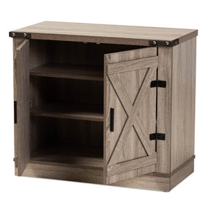 Baxton Studio Baxton Studio Stylish Farmhouse Oak Brown Shoe Storage Cabinet with Adjustable Shelves & Top Surface SC910041-2-Oak-Shoe Cabinet