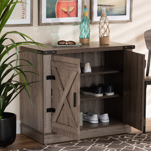 Baxton Studio Baxton Studio Stylish Farmhouse Oak Brown Shoe Storage Cabinet with Adjustable Shelves & Top Surface SC910041-2-Oak-Shoe Cabinet
