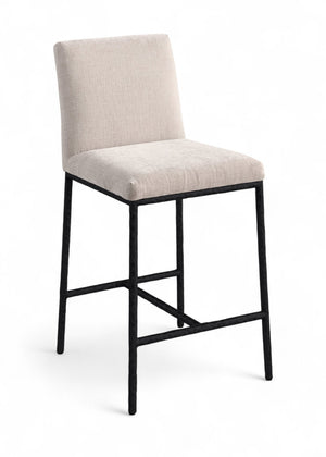 Meridian Furniture Reeves Plush Chenille Upholstered Counter Stool with Iron Frame for Kitchen Islands and Bars Beige Style 1 11060Beige-C