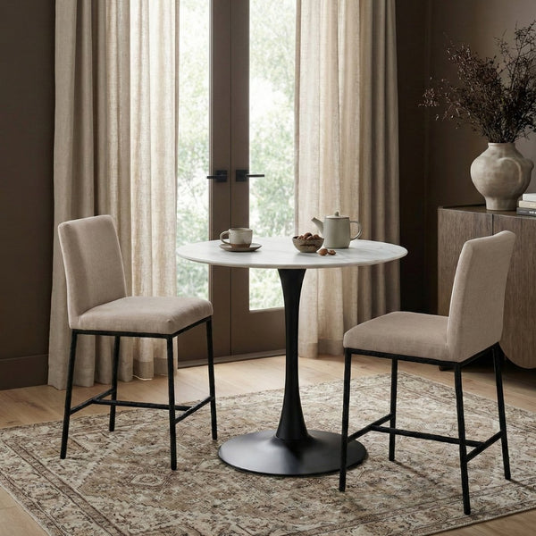 Meridian Furniture Reeves Plush Chenille Upholstered Counter Stool with Iron Frame for Kitchen Islands and Bars Beige Style 1 11060Beige-C