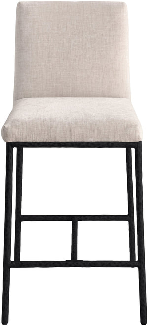 Meridian Furniture Reeves Plush Chenille Upholstered Counter Stool with Iron Frame for Kitchen Islands and Bars Beige Style 1 11060Beige-C